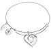 Qina C Sterling Silver Mother Daughter Forever Love Heart Leaf Dangle Charm Family Adjustable Wire Bangle Bracelet