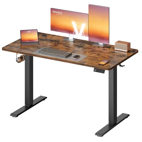VASAGLE Electric Standing Desk, Height Adjustable Desk, Sedentary Reminder, 4 Memory Heights, for Home Office, 120 x 60 cm, Rustic Brown ULSD312KD02