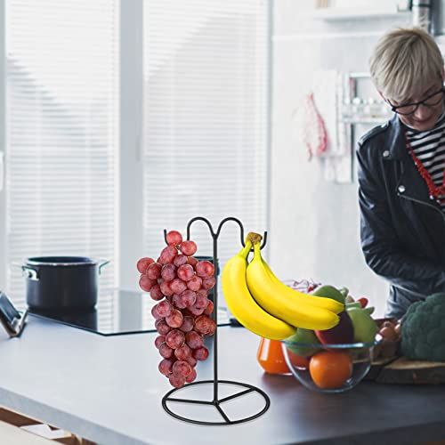 EGMEHOAD Banana Holder Stand, Banana Hanger Stand Black, Double Hooks