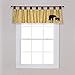Northwoods Window Valance - Woodgrain Body, Buffalo Check Tabs, Tab Top, Bear Appliques, Tan, Red and Brown, 56 in x 15 in