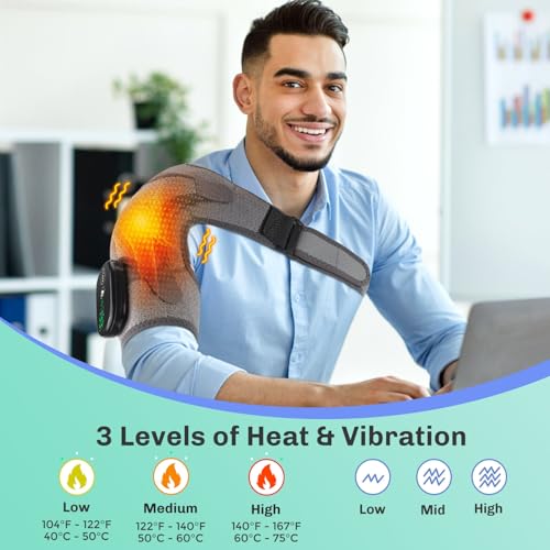 Beauenty Shoulder Massager,Heated Shoulder Brace Wrap And Heating Pad With 3 Heating Setting,Shoulder Massager For Office Relax,Left Right Shoulder Massage,Gift For Men Women