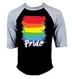 Rainbow Pride Gay Equal Rights Baseball T-Shirt Gray/Black Men's S-3XL