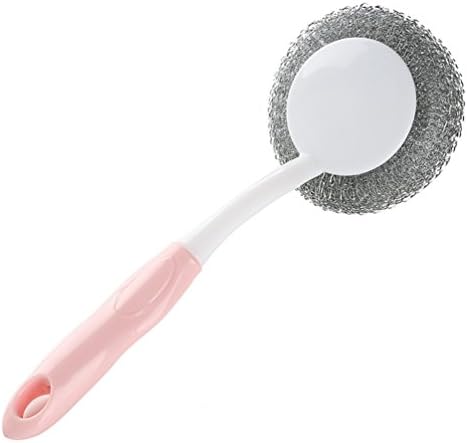 JUIOKK Cleaning Brush Hanging Dish Pans Pots Brush with Handle Metal Scrubber Scouring Pad Ball for Kitchen