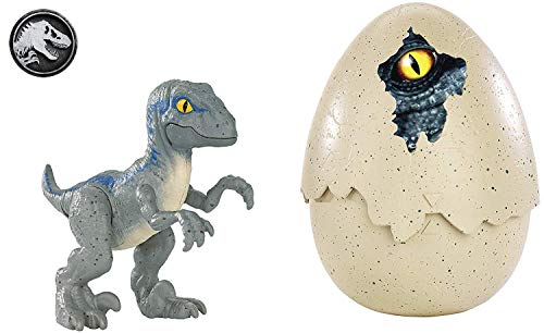 Mattel GmbH FMB92 Jurassic World Schlüpfender Dino Velociraptor, Blau