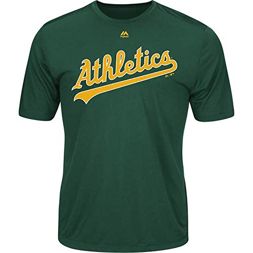 Majestic Men's Cool Base MLB Evolution Shirt Oakland Athletics Large Green - Thumbnail 2