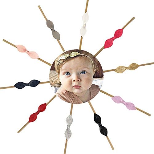 Seehoo 10PCS 3.5" Baby Nylon Headbands Hairbands Hair Bow Elastics for Baby Girls Newborn Infant Toddlers Kids