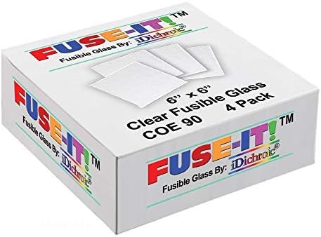 ON Sale, 6 inch Square Clear Fusible Glass COE 90-4 Pack