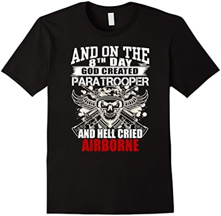 Mens Airborne - God creates Paratrooper - T Shirt XL Black