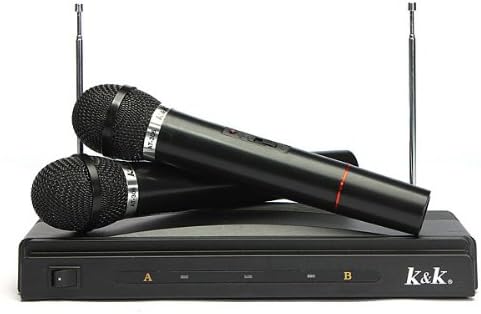 Dual Cordless Wireless Mic Microphone with Receiver