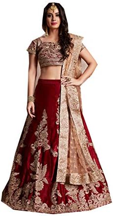Sangrahan Indian Women Designer Partywear Ethnic Traditional Maroon Lehenga Choli.