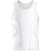 Mens Padded Football Shirt with Pads Chest Rib Protector Heart Guard Sternum Protection for Baseball Basketball