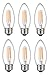 Bioluz LED 93 CRI Dimmable Filament Candelabra Light Bulbs | E26 Base C37 | Clear LED Candle Lights (Uses only 5W) | Energy Efficient 6-Pack | 60W Equivalent LED Light Bulbs