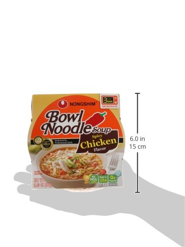 NONGSHIM RAMEN NOODLES, GOURMET INSTANT RAMEN BOWL, PREMIUM MICROWAVABLE NOODLE SOUP, SPICY CHICKEN, 3.03 OUNCE