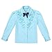 ACSUSS Kids Girls School Uniform Shirt Long Sleeves Ruffled Plain Blouse with Bow Tops Casual Wear Sky_Blue 10