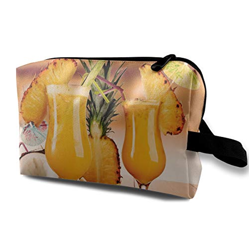 Cocktail Orange Drink Cosmetic Bags Makeup Organizer Bag Pouch Zipper Purse Handbag Clutch Bag