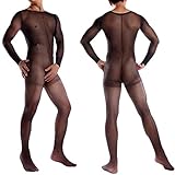 Men's Adult Stocking Full Body Ultra-thin Pantyhose Transparent Novelty Sexy (Black)