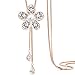 Z-Jeris Women Crystal Flower Pendant Long Chain Tassel Necklace