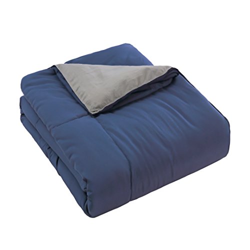 YGJT Comforter Set Queen Reversible Down Alternative Comforter Duvet Insert Thin Quilt for Spring Summer Autumn Lightweight Washable Navy Blue Grey 90 x 90 inch