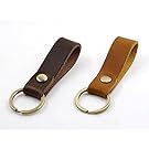 Jzcky Shzrp Leather Valet Key Chain Key Ring,Brown and Dark Brown,2-Pack