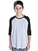 LAT Youth Jersey Crew Neck Raglan 3/4 Sleeve Baseball Tee, Vintage Heather/Vintage Smoke, Medium