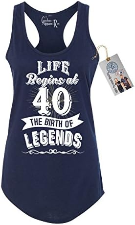 Custom Apparel R Us Life Begins at 40 Womens Racerback Tank