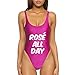 Dixperfect Womens Sexy One-Piece Swimsuit Letter Printed Bodysuit High Cut Legs Backless (XL, P1)
