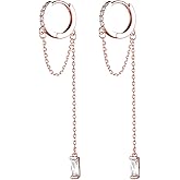 SLUYNZ Solid 925 Sterling Silver CZ Hoop Earrings Chain for Women Teens Hoop Earrings Tassel