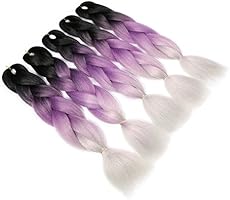 Jumbo Braiding Hair Black Purple Silver Grey 5pcs Jumbo Braid
