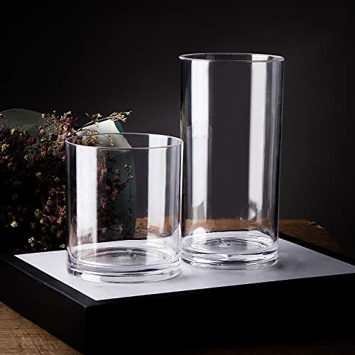 Classic Plastic Tumblers Premium Quality Juice Water Glasses BPA-free Set of 8 | 4 each: 20-ounce and 14-ounce Clear