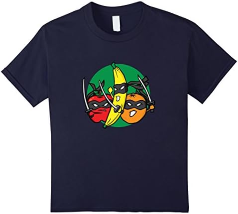 Kids Fruits Fight Back Ninja Swords Cartoon Graphic T-Shirt 12 Navy