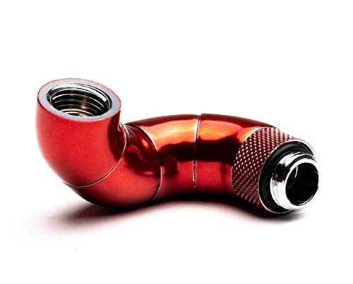 PrimoChill Male to Female G 1/4 180 Degree Triple Rotary Elbow Fitting - Candy Red