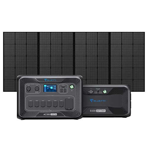 BLUETTI Solar Generator AC300&B300 Modular Power System with 350W Solar ...