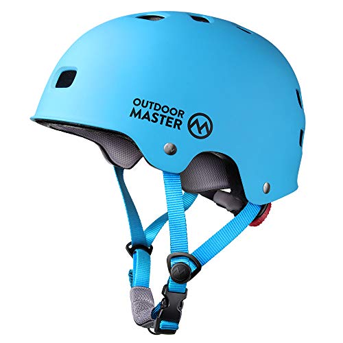 OutdoorMaster Skateboard Helmet - CPSC Certified Lightweight, Low-Profile Skate & BMX Helmet with Removable Lining - 12 Vents Ventilation System - for Kids, Youth & Adults - S - Blue