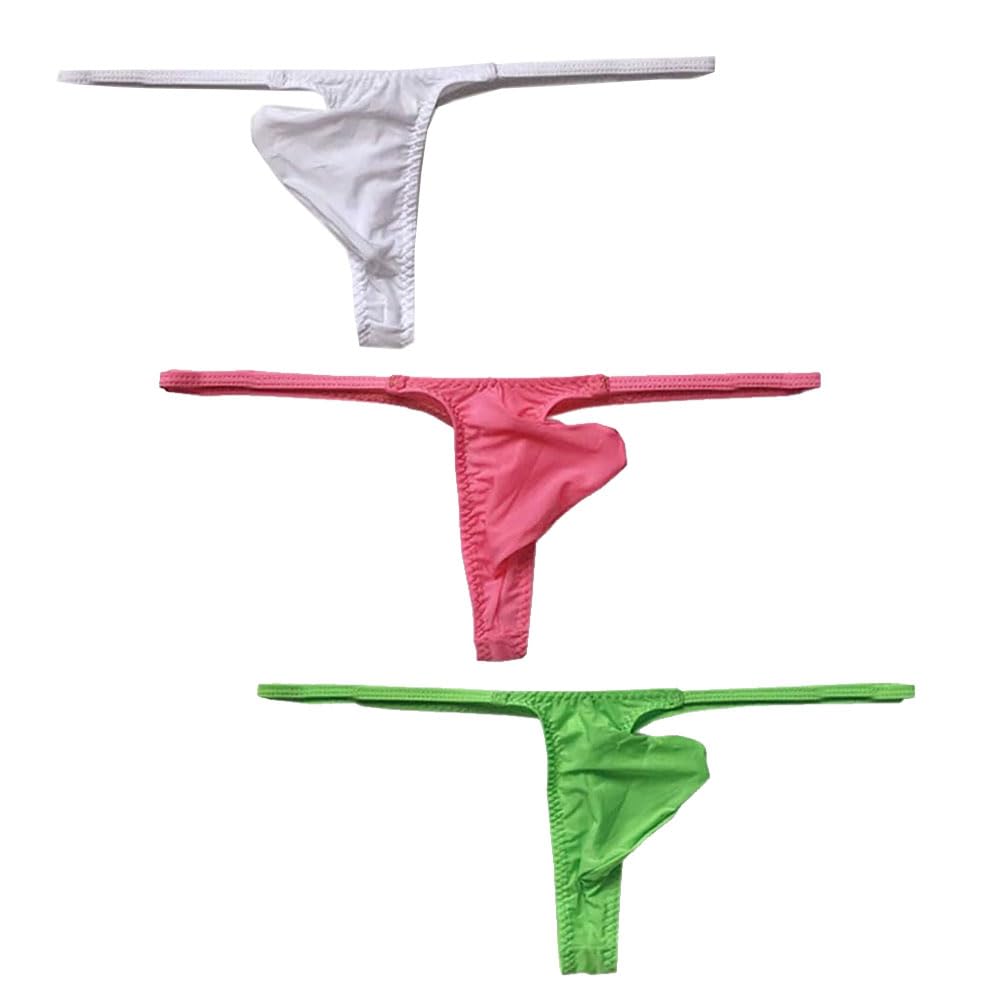 Photo 1 of Men's 3-Pack Sexy G-String Ice Silk Thong Comfortable Breathable Briefs L