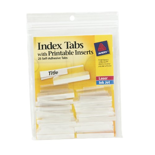Avery Index Tabs, with Printable Inserts, 1.5-Inch, 25 Tabs, 1 Set (16230)