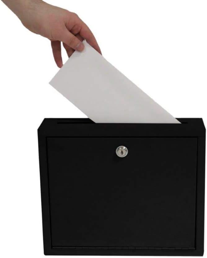 AdirOffice Multi Purpose Mail Box with Lock - Heavy Duty Drop Box - Commercial Suggestion Box -Wall Mountable Safe and Secure Ballot Box - 3" x 10" x 12" - Blue : Office Products