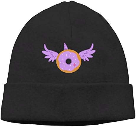 Aiggquhe Unicorn Donut Unisex Men/Women Cool Fashion Hedging Hat Wool Beanie Skull Cap Headwear Black