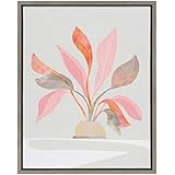 Kate and Laurel Sylvie House Jungle Plant enmarcado lienzo de pared por Dominique Vari, 18 x 24 gris, decoración tropical para cualquier habitación
