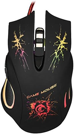 6D Wired Gaming Mouse USB Optical 5500DPI with LED Breathing Light 6 Buttons Mouse Adjustable DPI with Antimagnetic Ring