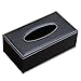 SMONET Tissue Box Cover Rectangular Pu Leather Napkin Holder Pumping Paper Case Dispenser for Home Office Car Automotive Decoration Tissue Cover Holder (Black)