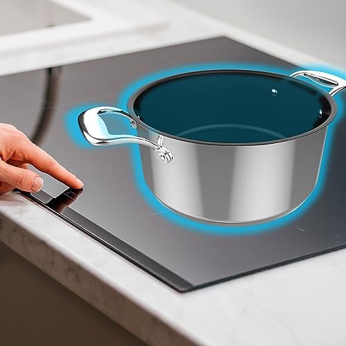 Casserole Polka Classy 24 Pot Steel. Diamètre 24 cm, Capacité 4 L, Acier Inoxydable 18/10, Revêtement Antiadhésif, Poignées Rivées, Couvercle En Verre,Convient à Tous Les Types De Cuisinières