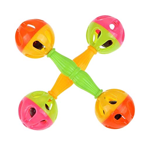 POPETPOP Bird Parrot Toys,2PCs Plastic Ring Hammer Rattle – Parakeets Toys, Conures, Cockatiels, Love Birds, Green Cheek, Small and Medium Birds Foraging Foot Toy (Mixed Style)