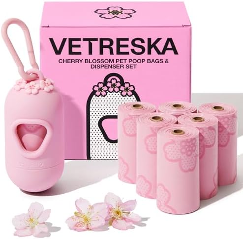 VETRESKA Dog Poop Bag Dispenser with Cherry Blossom Scented Poop