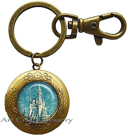 Magic Kingdom Locket Keychain, Magic Kingdom Key Ring, Castle Key Ring, Princess Key Ring, Fairy Tale Castle Locket Keychain, Fairy Tale Jewelry,RN450 (G2)