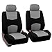 FH Group Three- Row 7 Seater Multifunctional Flat Cloth Car Seat Covers, Airbag Compatible and Split Bench - Fit Most Car, Truck, SUV, or Van Gray/Black