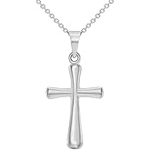 14k White Gold High Polished Religious Plain Small Cross Charm Pendant Necklace