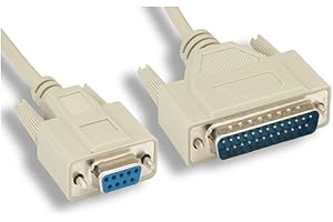 KENTEK 6 Feet FT DB9 Female to DB25 Male Serial RS-232 Cable Adapter Cord at Modem 28 AWG F/M Molded D-SUB 9 to 25 Pin for PC