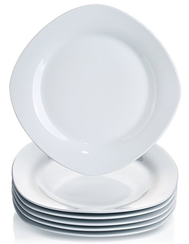 Yhy 6 pcs 10.5-inch porcelain dinner plates, square rou…