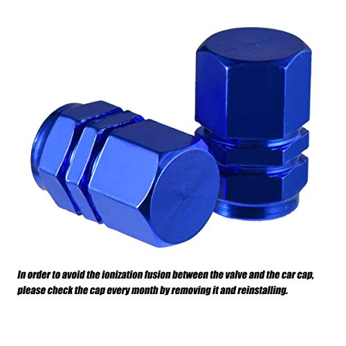 WFPOWER 10 Pieces Tire Stem Valve Caps Aluminium Car Dustproof Caps Tire Wheel Stem Air Valve Caps for Vehicle, SUV, Bike Bicycle, Trucks, Motorbike, Hexagon Shape (Blue) - Thumbnail 2