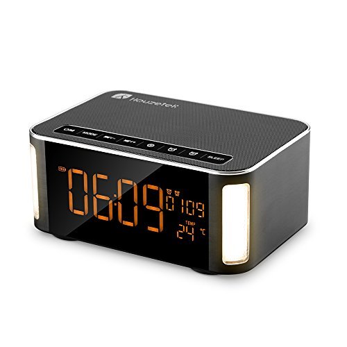 Bluetooth Speaker, Houzetek Portable Wireless Speaker Multimedia Touch HiFi V4.2 Bluetooth Speaker Technology with Temperature, Calendar, Alarm Clock for Outdoor/Indoor - $